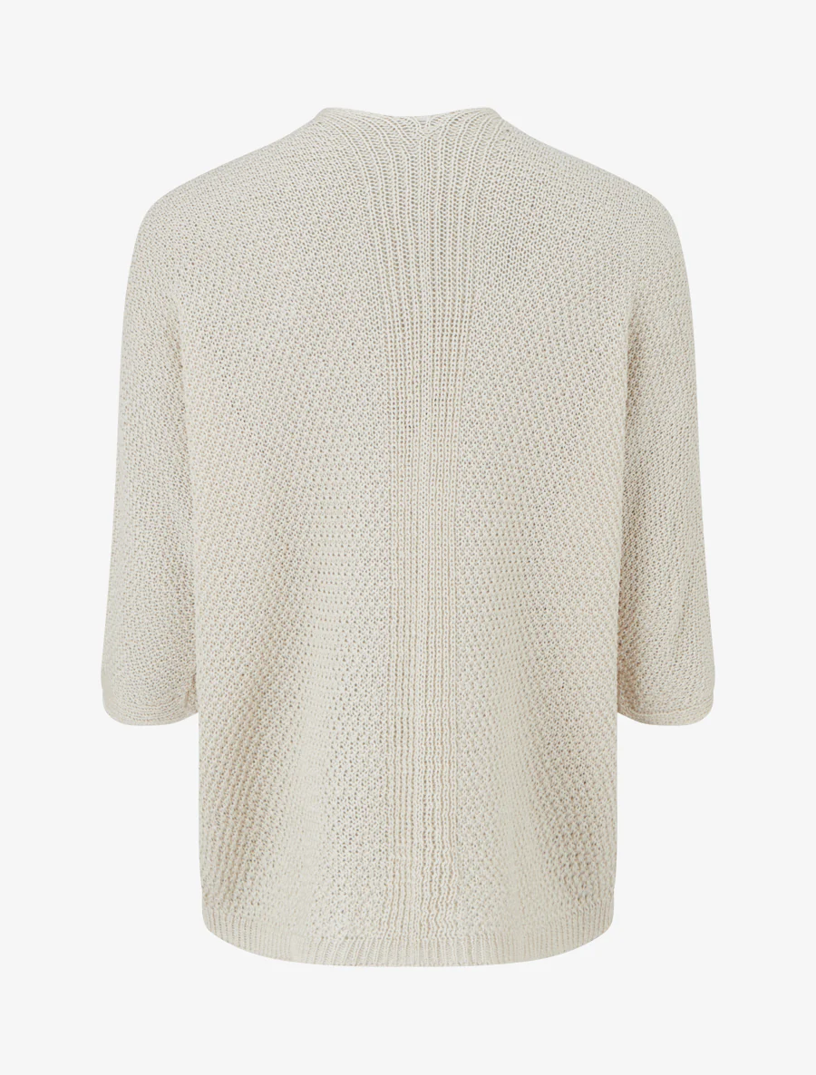 Gilet droit ouvert en maille - Beige - Image 2