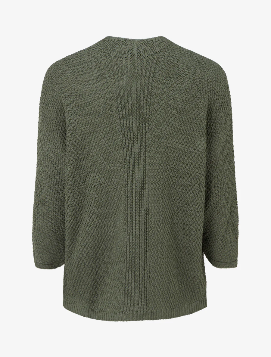 Gilet droit ouvert en maille - Kaki - Image 2