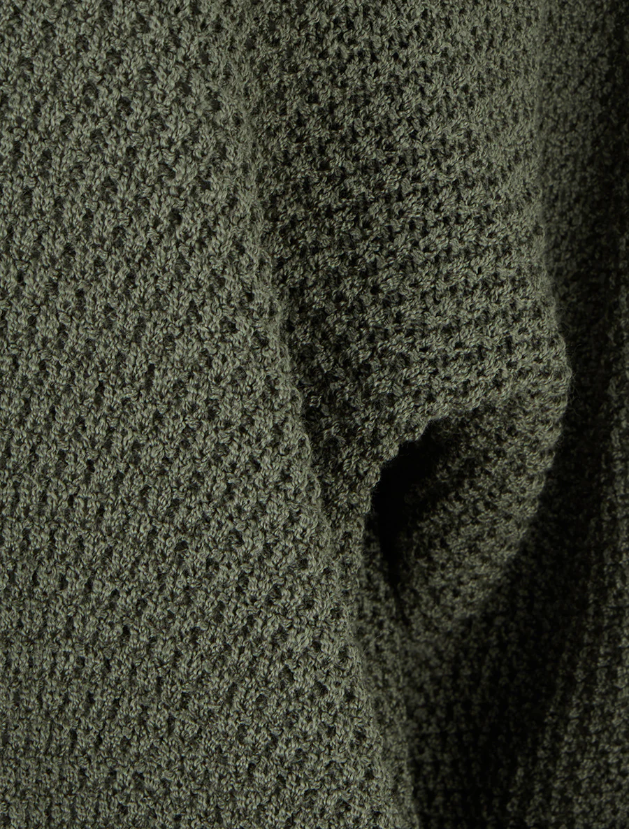 Gilet droit ouvert en maille - Kaki - Image 3