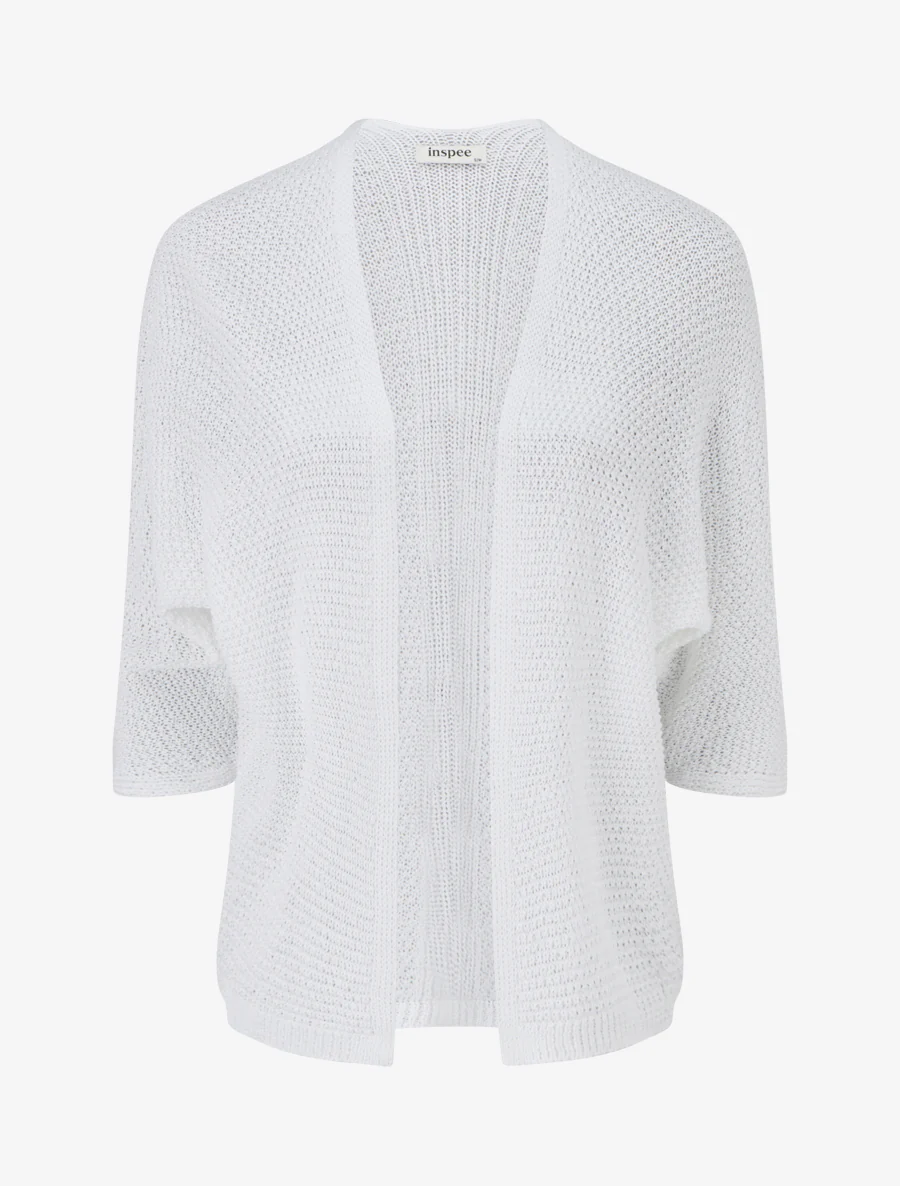 Gilet droit ouvert en maille - Blanc