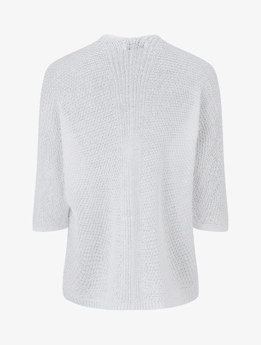 Gilet droit ouvert en maille - Blanc - Image 2
