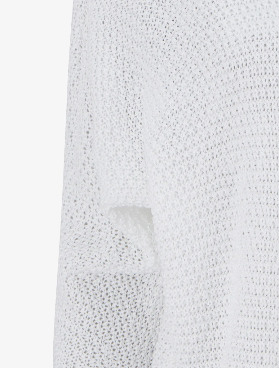 Gilet droit ouvert en maille - Blanc - Image 3