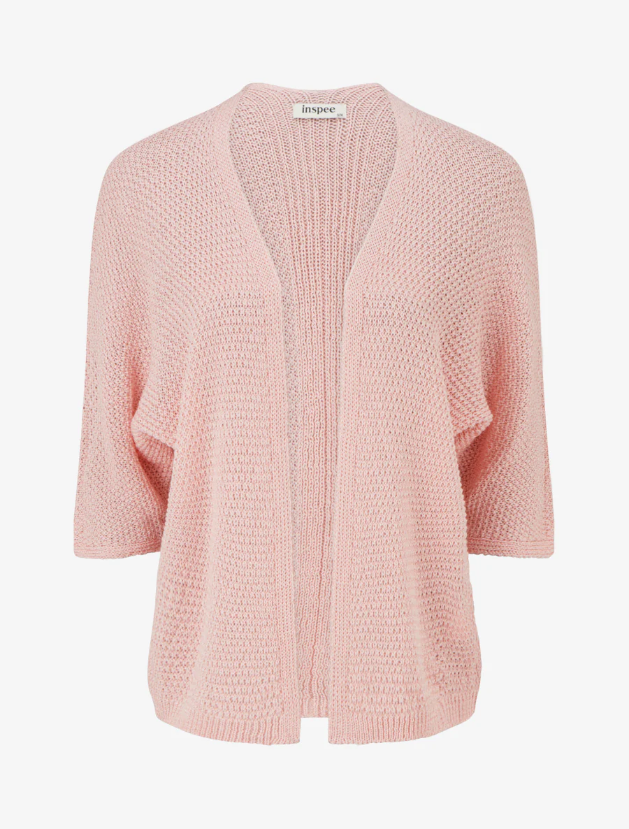 Gilet droit ouvert en maille - Rose