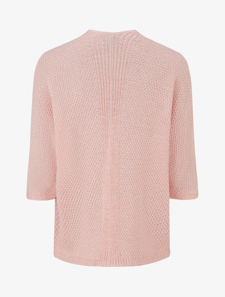 Gilet droit ouvert en maille - Rose - Image 2