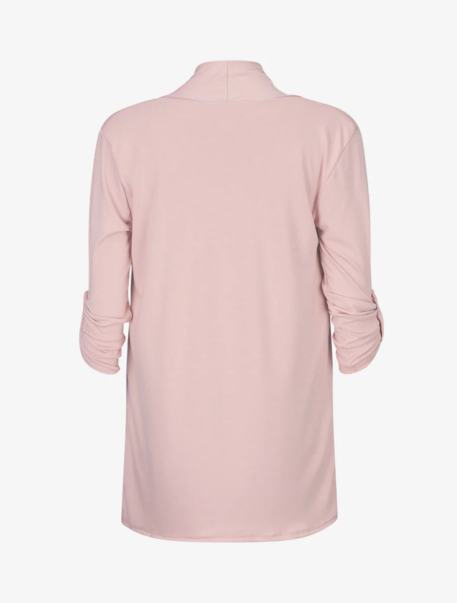 Gilet droit ouvert uni - Rose - Image 2