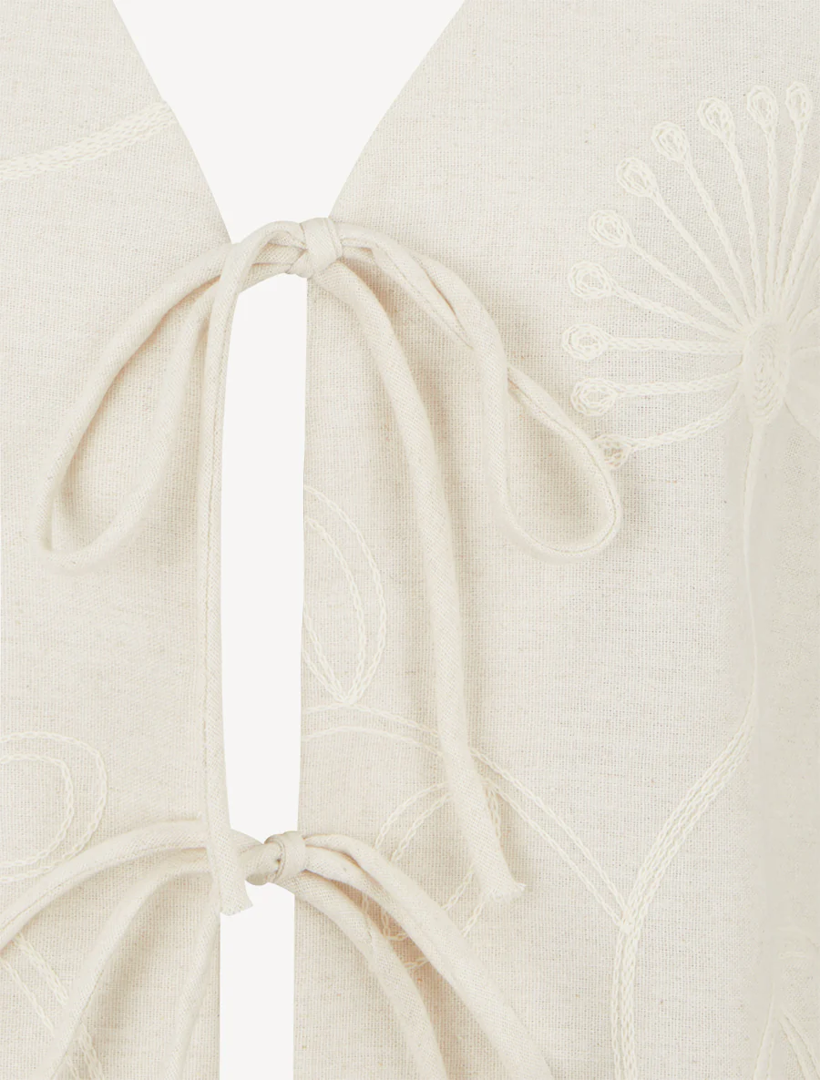 Gilet effet lin sans manches - Beige - Image 3