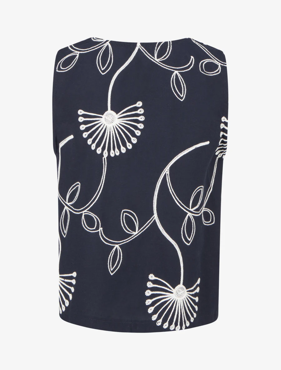 Gilet effet lin sans manches - Marine - Image 2
