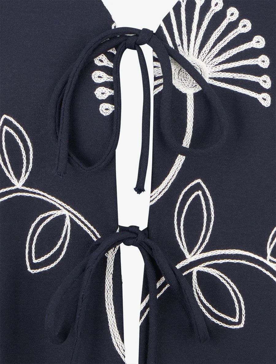 Gilet effet lin sans manches - Marine - Image 3