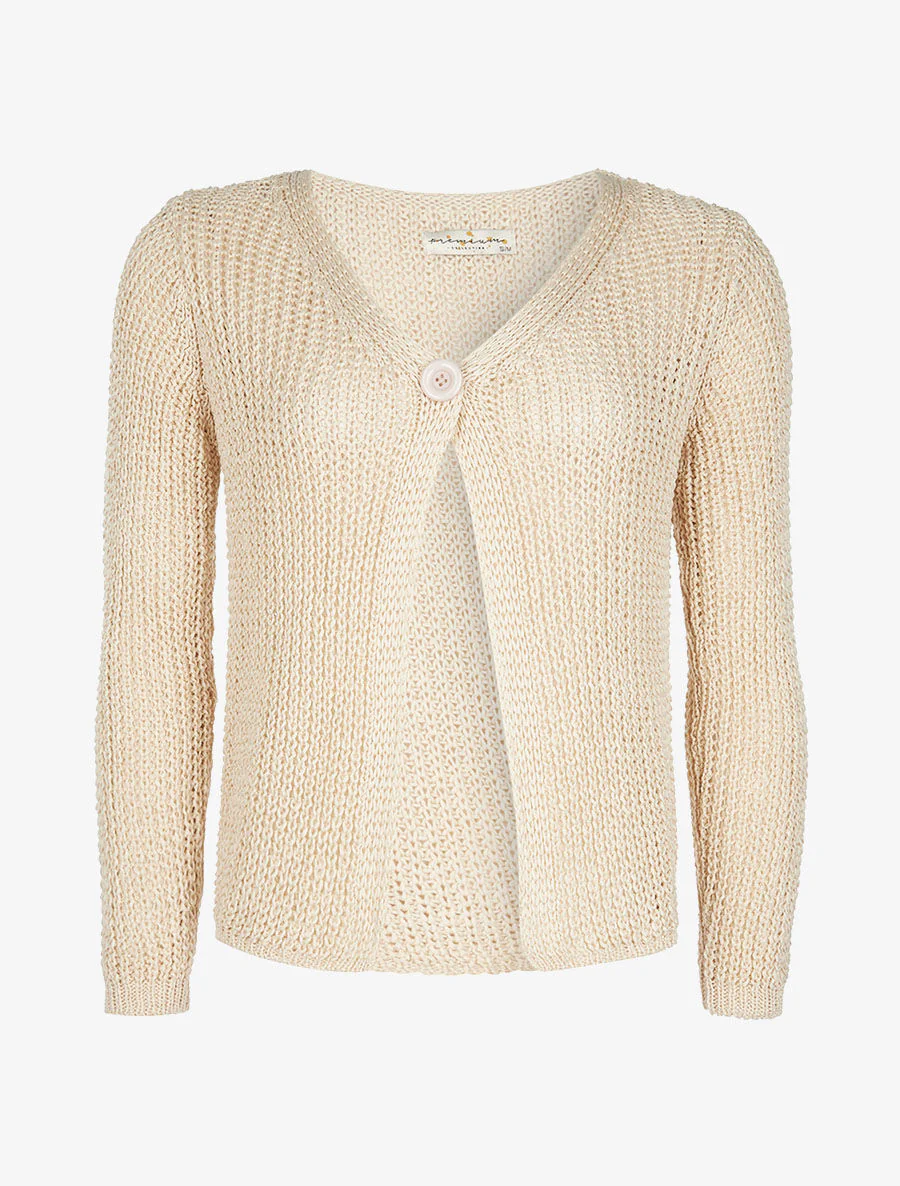 Gilet en maille 1 bouton - beige