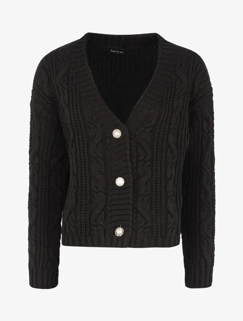 Gilet en maille à boutons stylisés - Noir