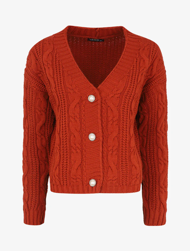 Gilet en maille à boutons stylisés - Rouille