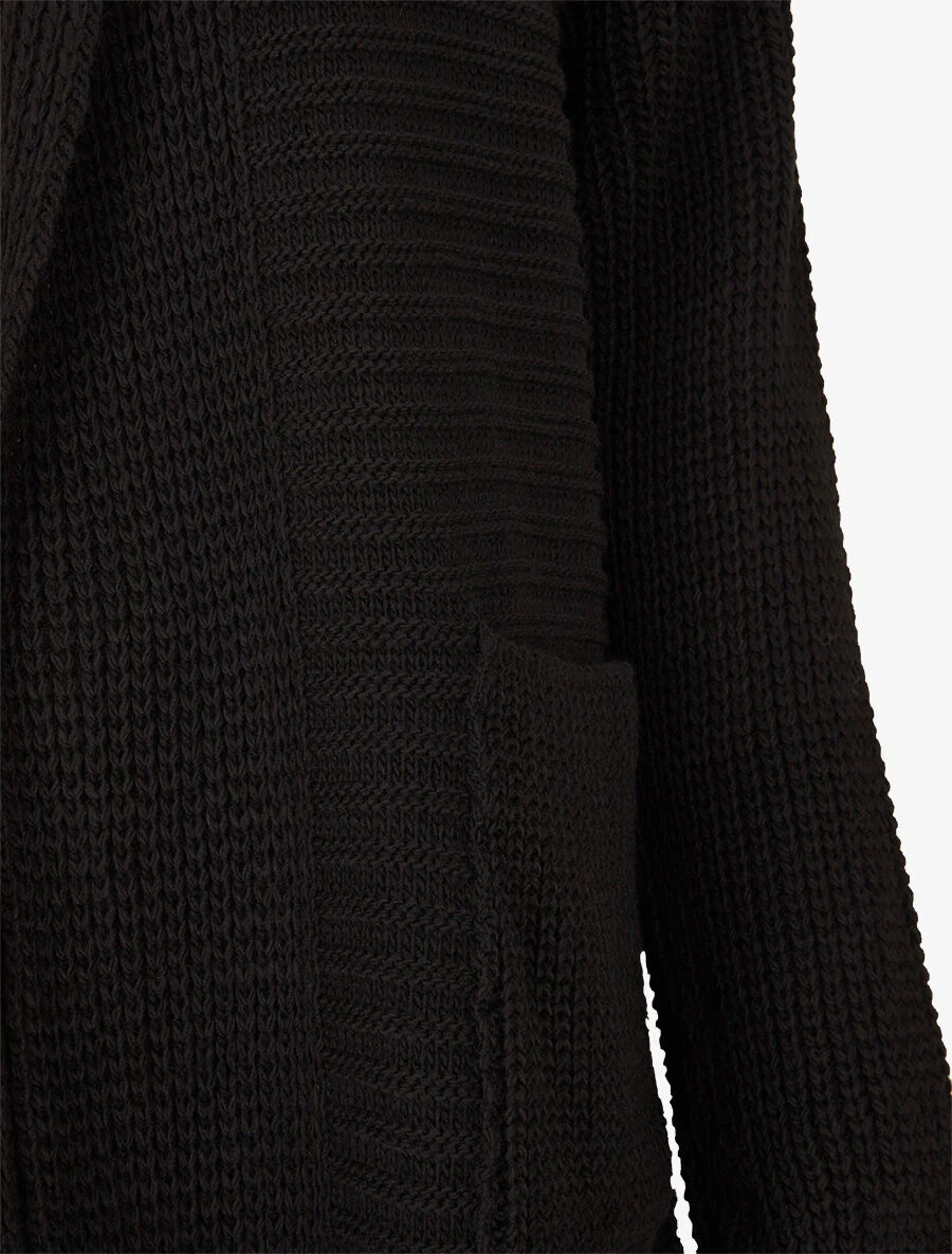 Gilet en maille à capuche - Noir - Image 3