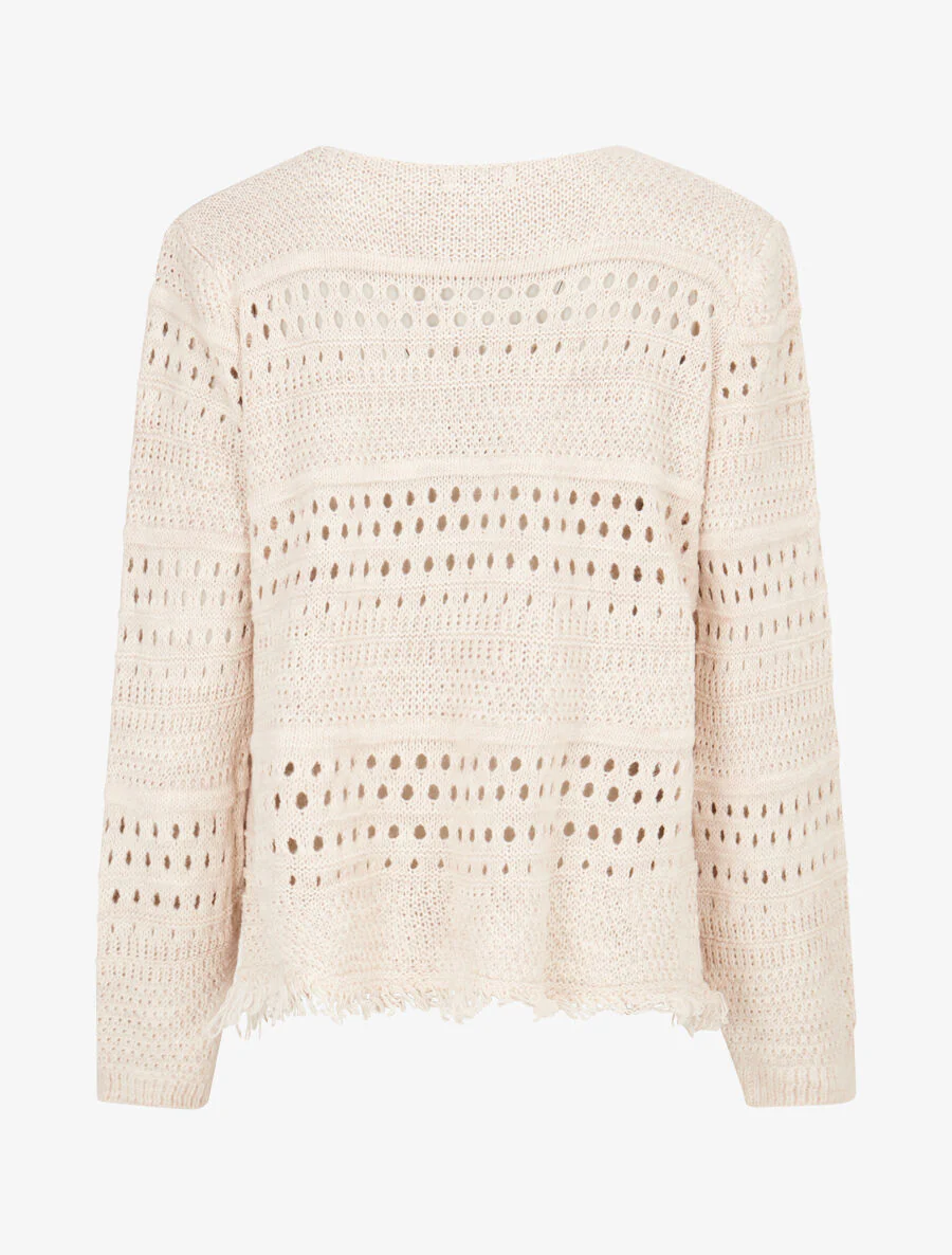 Gilet en maille ajourée à 1 bouton - Taupe - Image 2