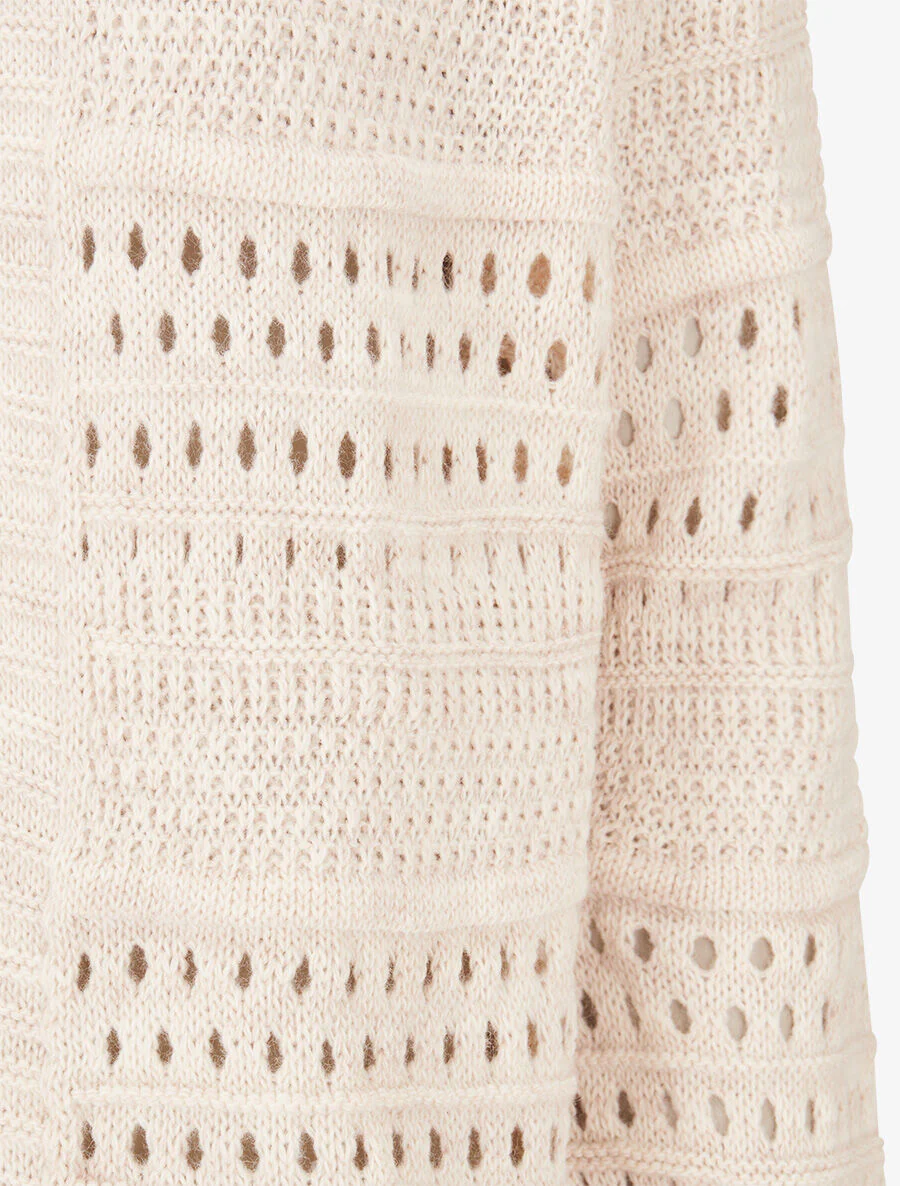 Gilet en maille ajourée à 1 bouton - Taupe - Image 3