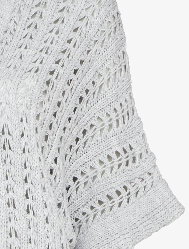 Gilet en maille ajourée à manches courtes style kimono - Gris clair - Image 3