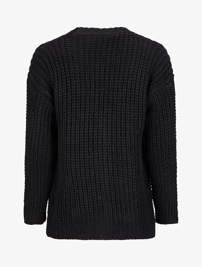 Gilet en maille tricot uni - Noir - Image 2
