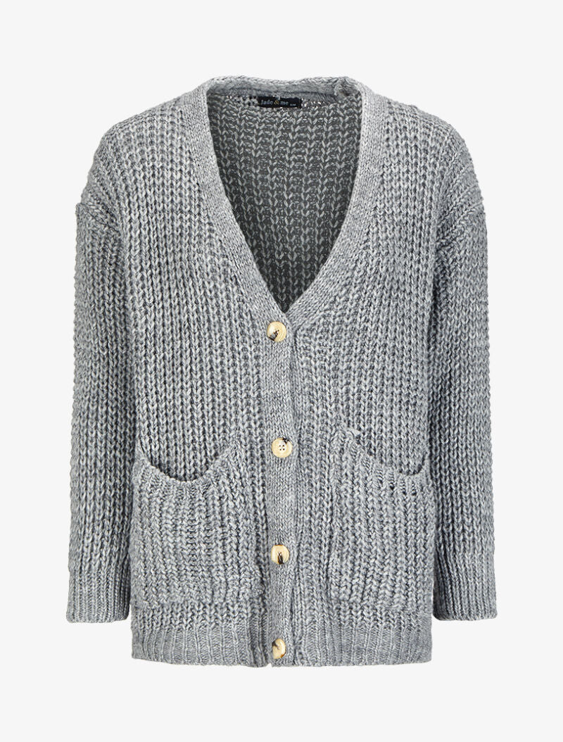 Gilet en maille tricot uni - Gris foncé