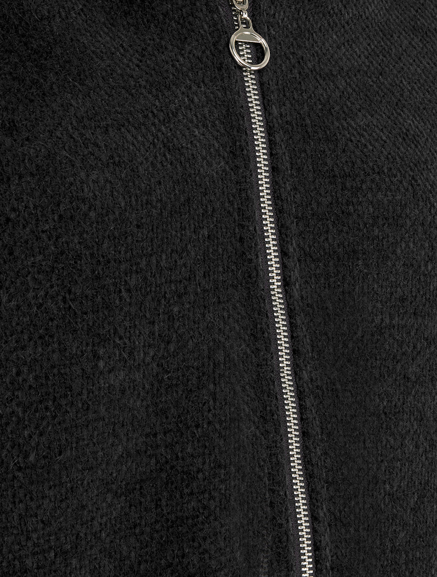 Gilet en maille zippé à capuche - Noir - Image 3