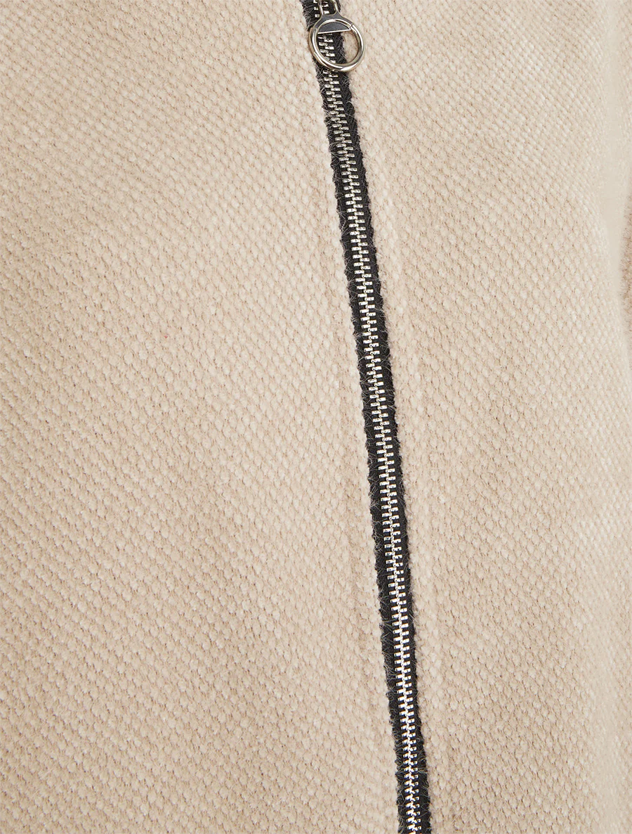 Gilet en maille zippé à capuche - Beige - Image 3