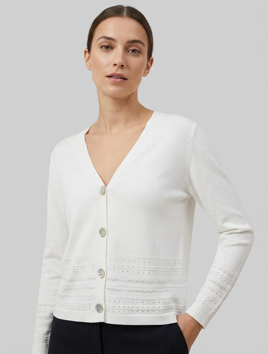Gilet fin à col V - Blanc - Image 4