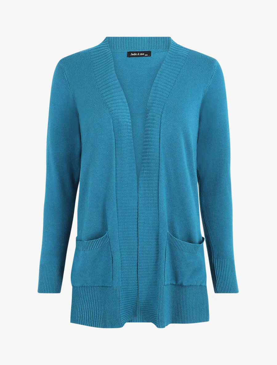 Gilet fin uni à poches plaquées - Bleu canard