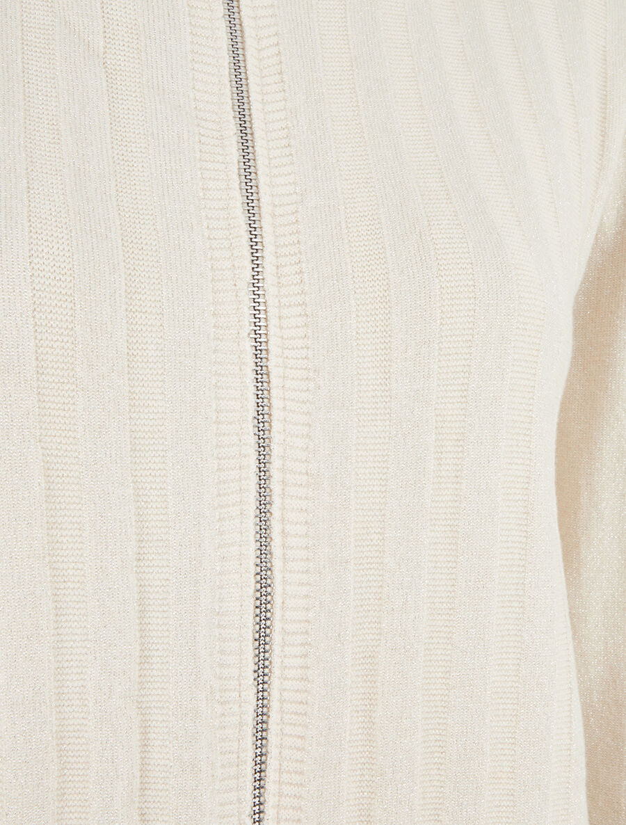 Gilet irisé coupe droite à zip - Crème - Image 3
