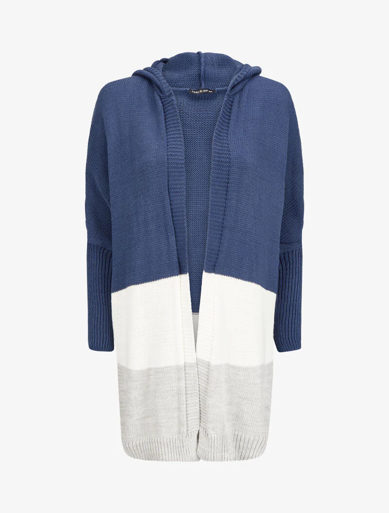 Gilet long à capuche - Bleu