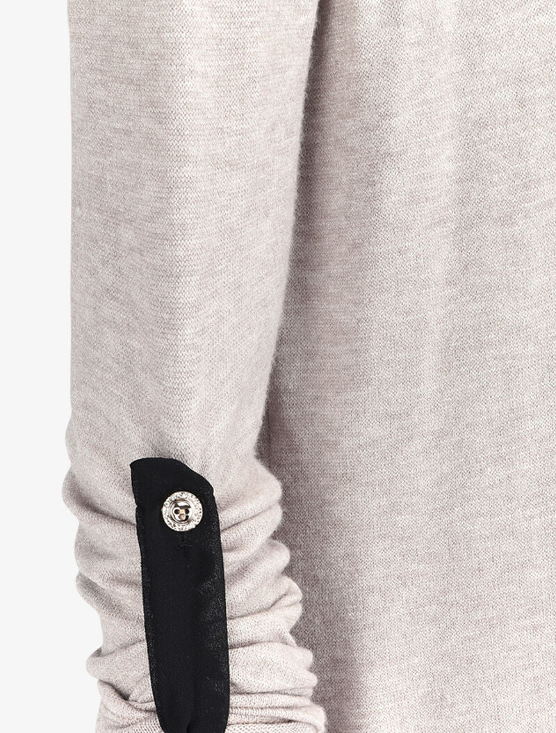 Gilet long à encolure en voile - Beige - Image 3