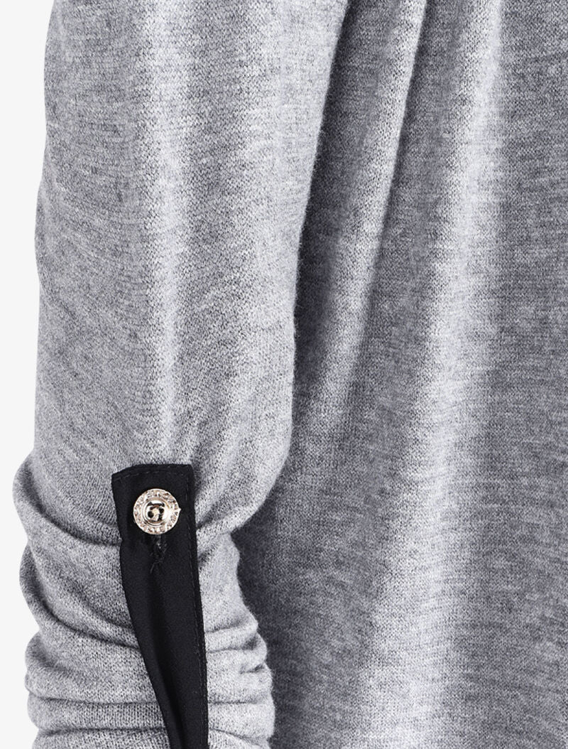Gilet long à encolure en voile - Gris chiné - Image 3