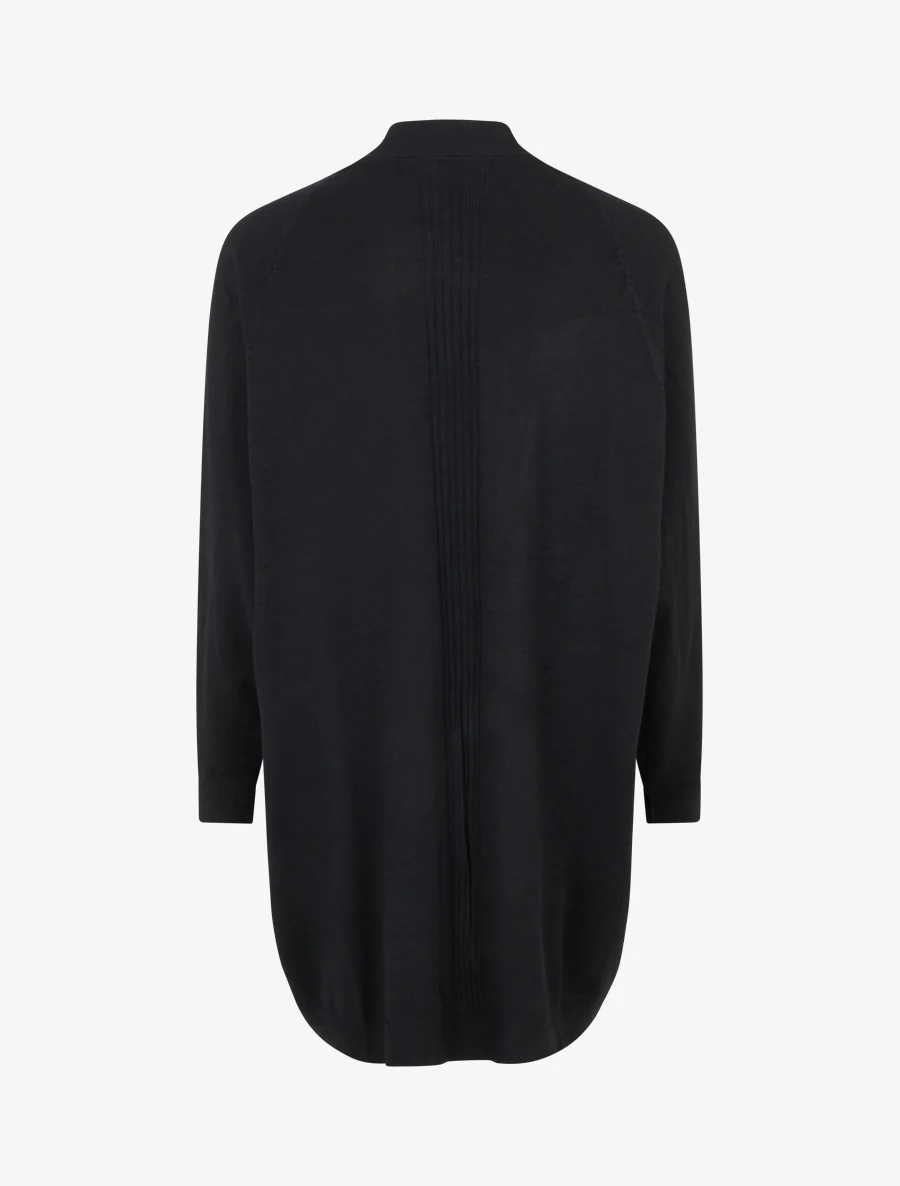 Gilet long ample à manches chauve-souris - Noir - Image 2