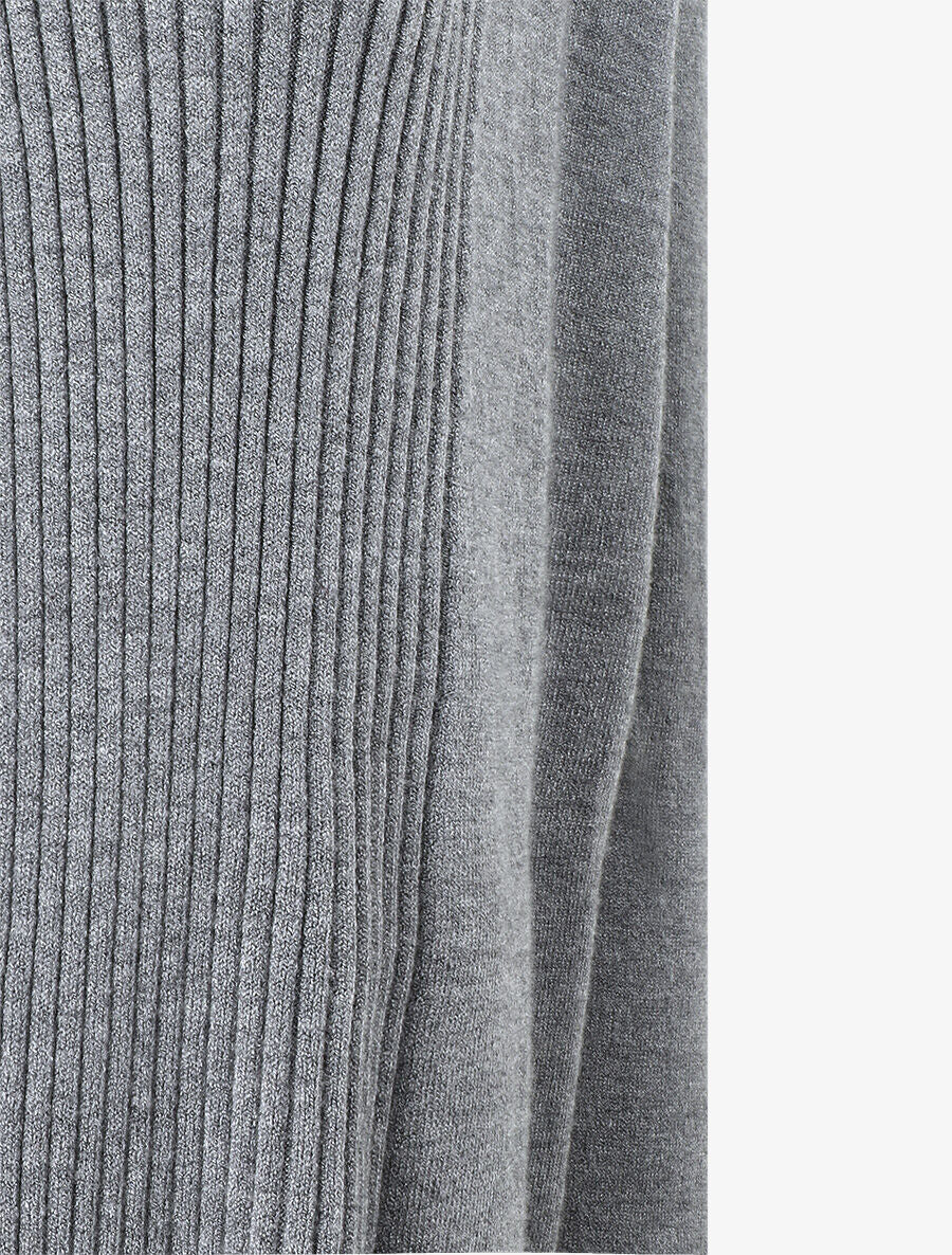 Gilet long en maille - Gris - Image 3