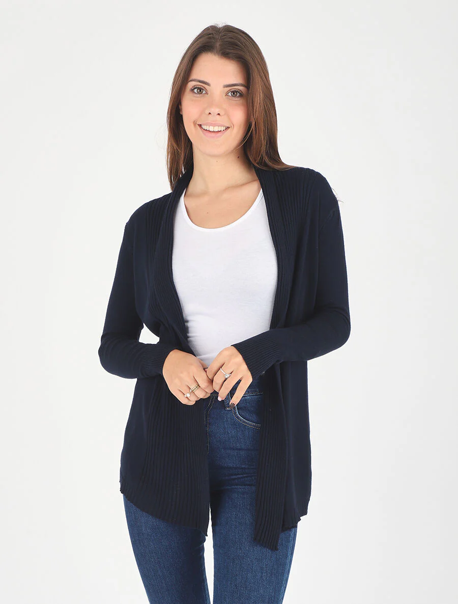 Gilet long en maille - Marine - Image 4