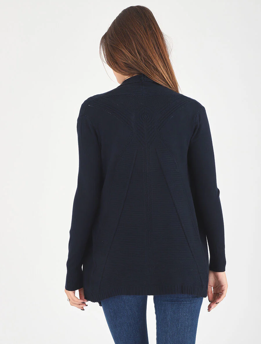 Gilet long en maille - Marine - Image 5