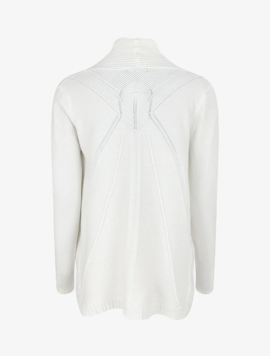 Gilet long en maille - Blanc - Image 2