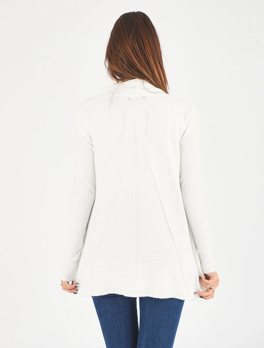 Gilet long en maille - Blanc - Image 5