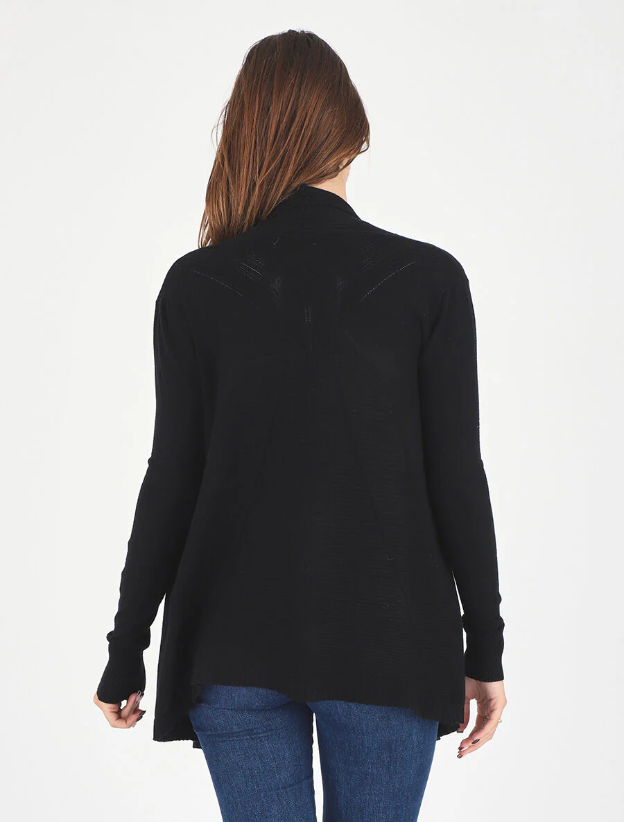 Gilet long en maille - Noir - Image 5