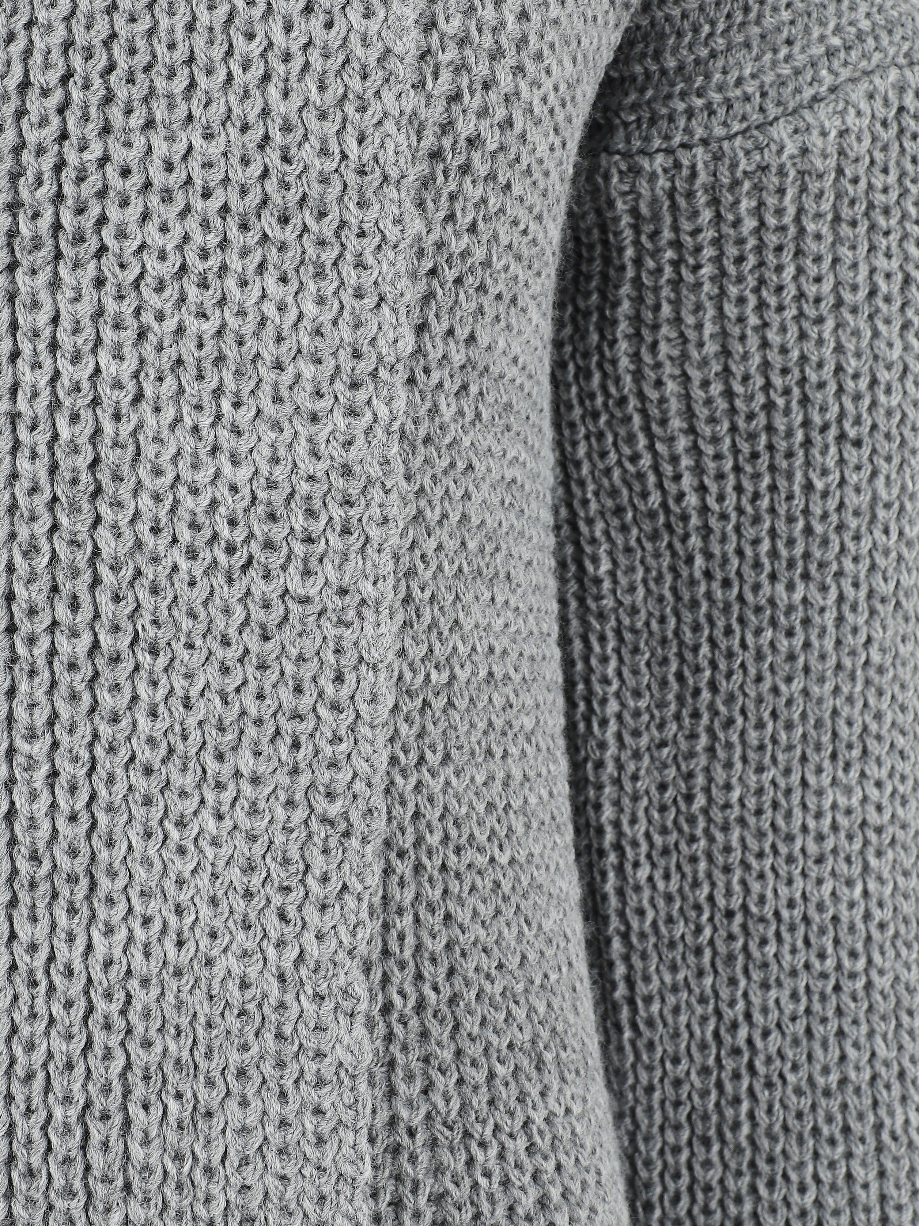 Gilet long ouvert à col rabat - Gris - Image 3