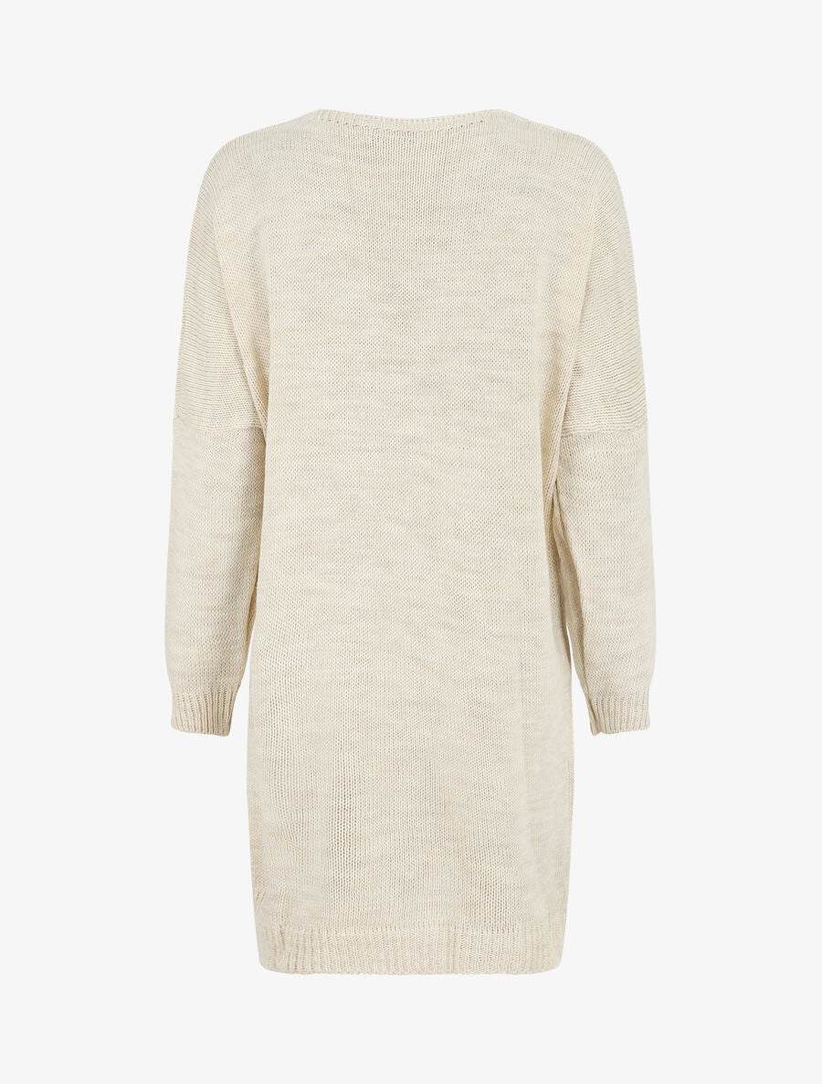Gilet long ouvert à manches chauve-souris - Beige - Image 2