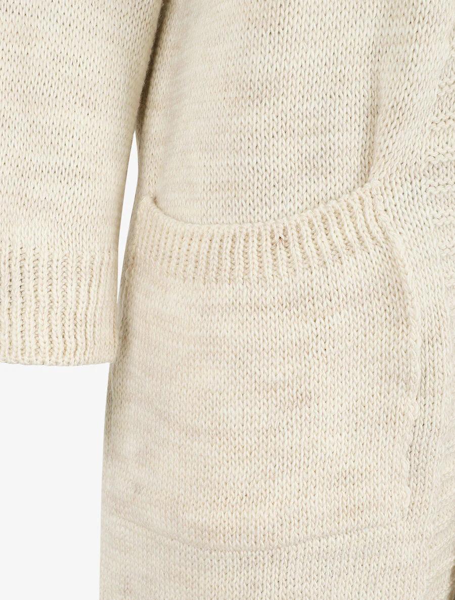 Gilet long ouvert à manches chauve-souris - Beige - Image 3