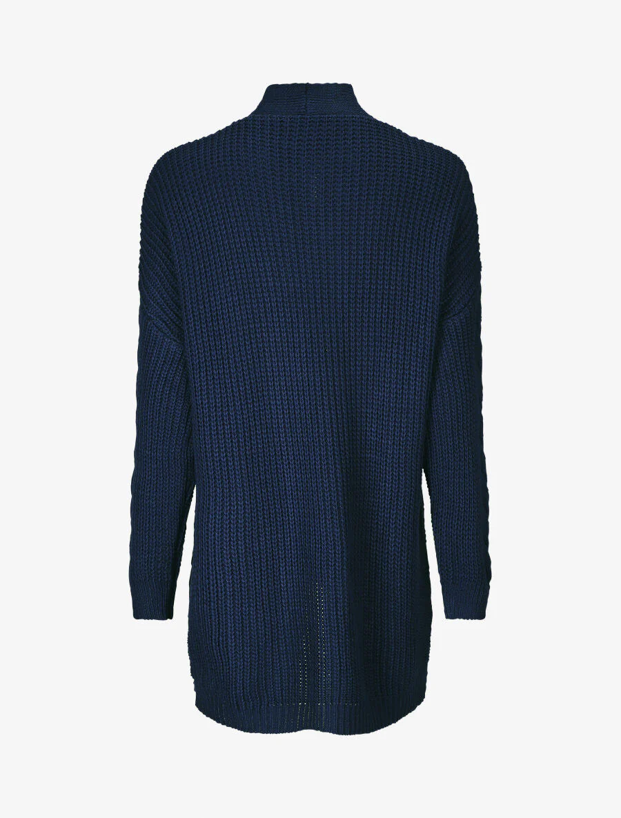 Gilet long ouvert en maille - Bleu - Image 2