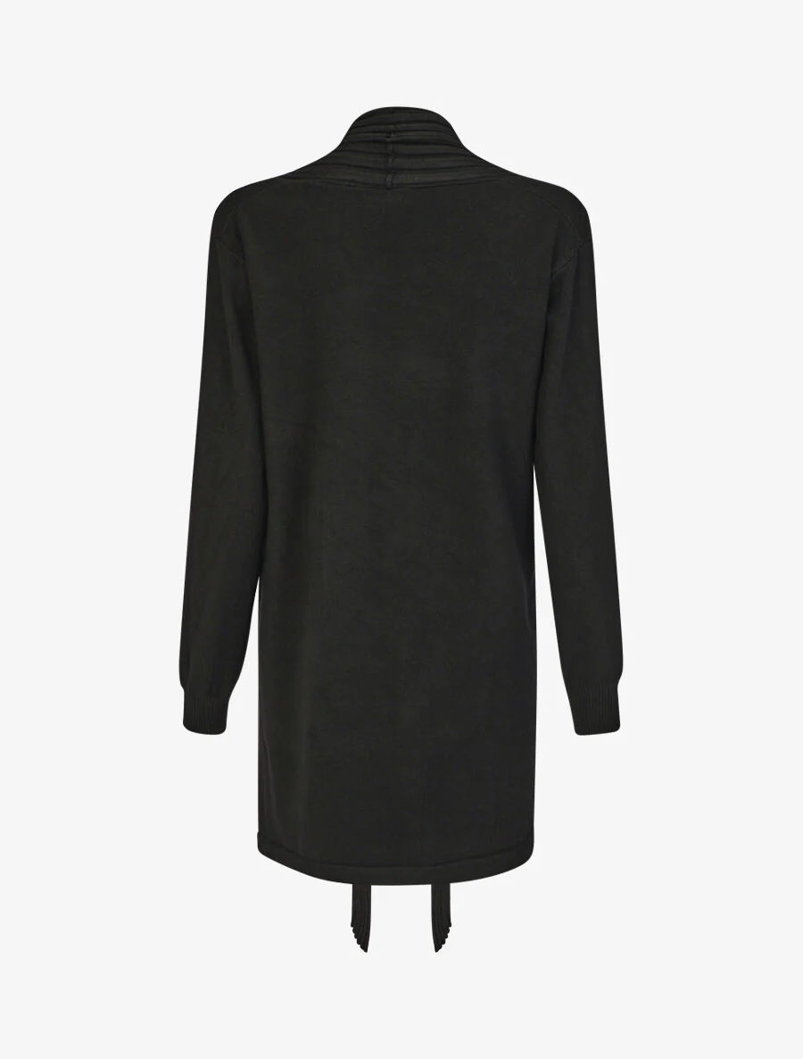 Gilet long uni à bords côtelés - Noir - Image 2