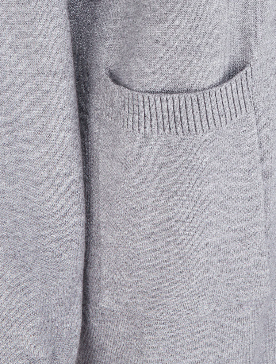 Gilet long uni à manches longues - Gris - Image 3