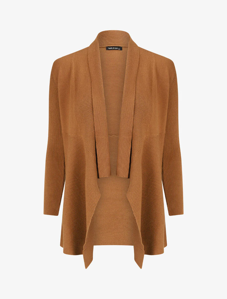 Gilet long uni côtelé - Camel