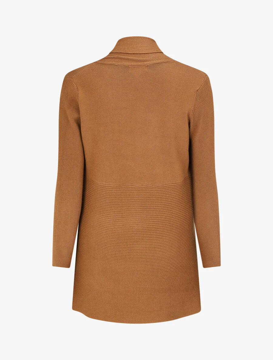Gilet long uni côtelé - Camel - Image 2
