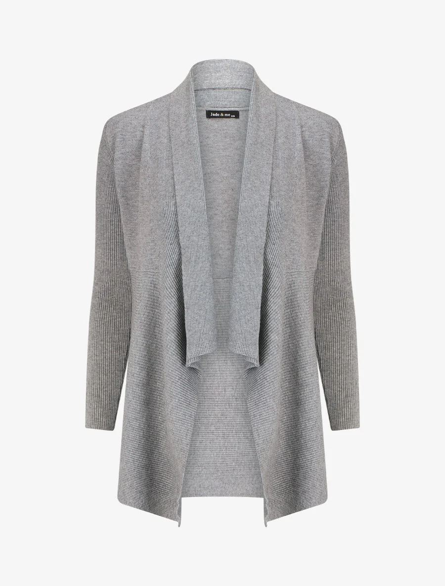 Gilet long uni côtelé - Gris