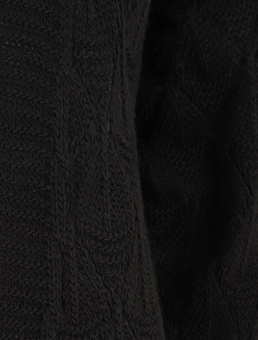 Gilet long uni en maille fine - Noir - Image 3