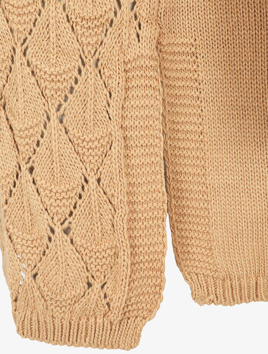 Gilet long uni en maille fine - Camel - Image 3