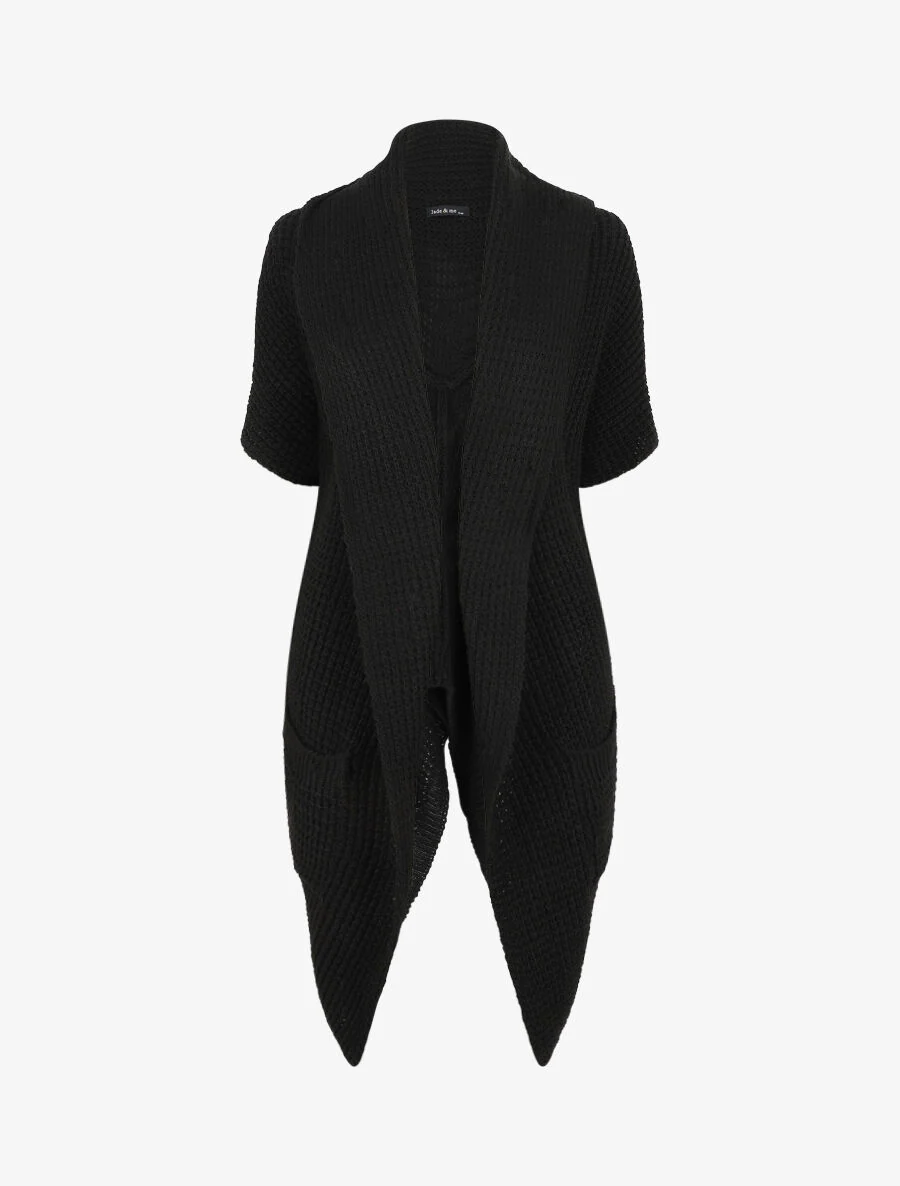 Gilet manches courtes et col châle - Noir