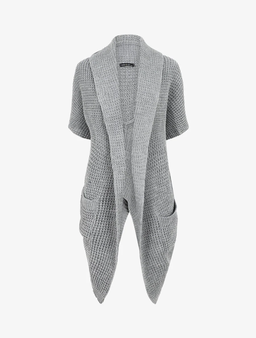 Gilet manches courtes et col châle - Gris