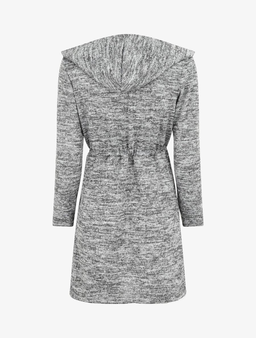 Gilet mi-long à capuche et liens - Gris - Image 2